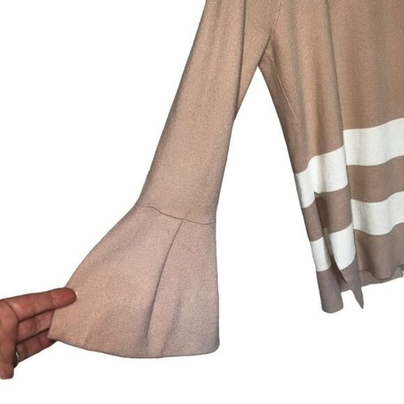 RACHEL Rachel Roy Sweater Womens Medium Beige Viscose Knit Bell Sleeve Bow Back - Picture 5 of 11